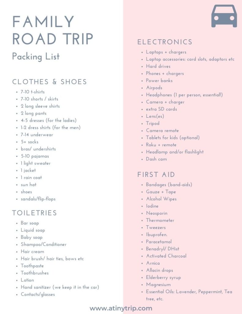 Road Trip Essentials and Packing List with Kids - FMM